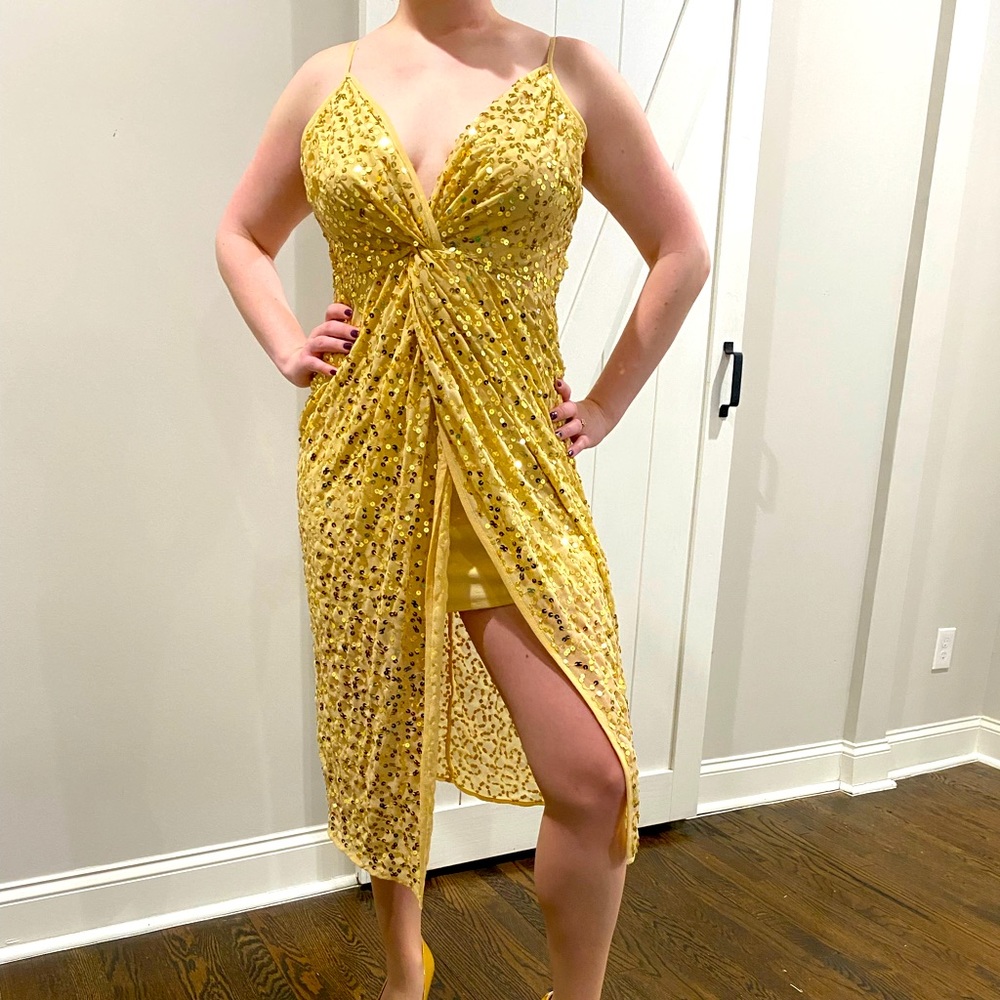 Sexy Gold Sequin Sexy Party Dress
